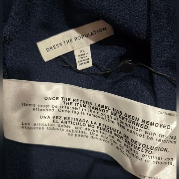 DRESS THE POPULATION Corey Chiffon Fit & Flare Cocktail Dress NWOT sz XL blue - Picture 5 of 5